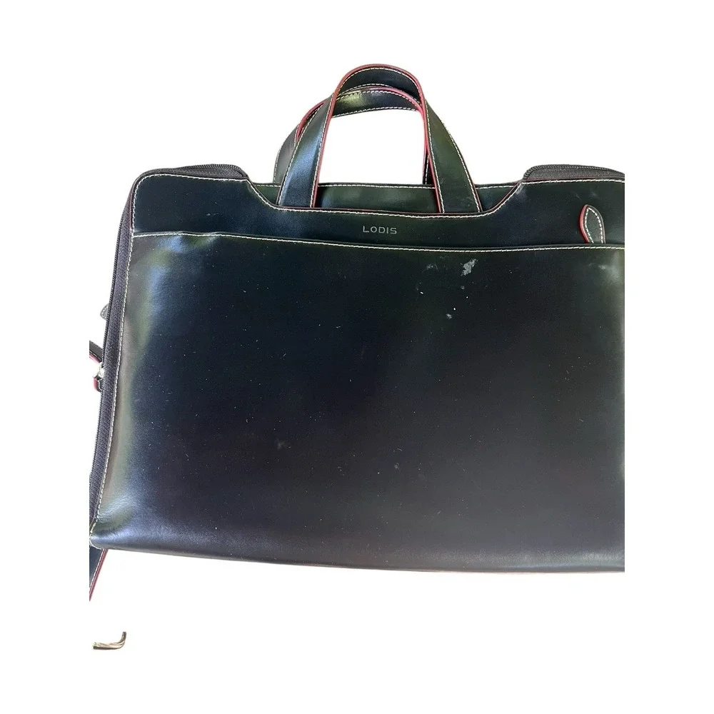 Lodis Leather Black Laptop Business Bag W/organizational Pocket 13H X 14.5L X 4D